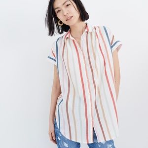 Re-listed! - Madewell Gauze Central Tunic Shirt in Rainbow Stripe